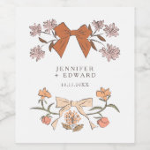 Terracotta Bogen & Bloesems Huwelijk Wijn Etiket (Enkel label)