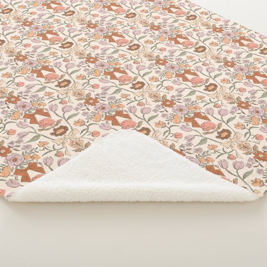 Terracotta Bogen en Bloemen Rustiek Sherpa Deken (3/4)