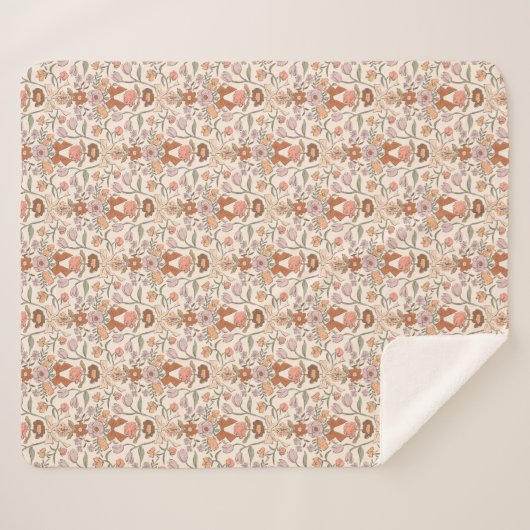 Terracotta Bogen en Bloemen Rustiek Sherpa Deken (Voorkant (horizontaal))