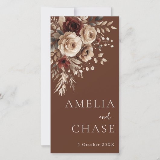 Terracotta Bohemian Flowers Wedding Programme (Devant)