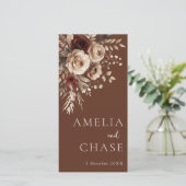 Terracotta Bohemian Flowers Wedding Programme (Debout devant)