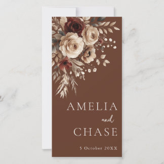 Terracotta Bohemian Flowers Wedding Programme