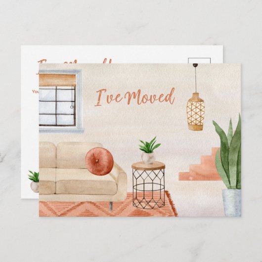 Terracotta Bohemian Moving Announcement Briefkaart (Voorkant / Achterkant)
