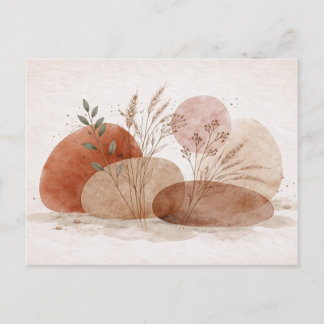 Terracotta Boho Abstract Botanical Watercolor Briefkaart