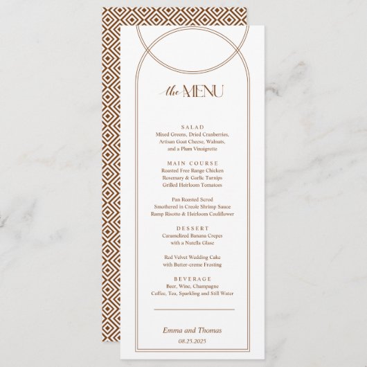 Terracotta Boho Arch Menu-kaart Menu (Voorkant / Achterkant)
