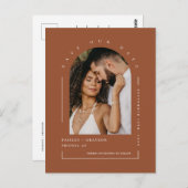 Terracotta Boho Arch Photo QR Code Save Our Date Briefkaart (Voorkant / Achterkant)