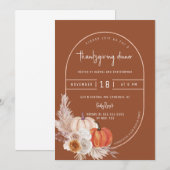 Terracotta Boho Arch Pompoenen Thanksgiving Diner Kaart (Voorkant / Achterkant)