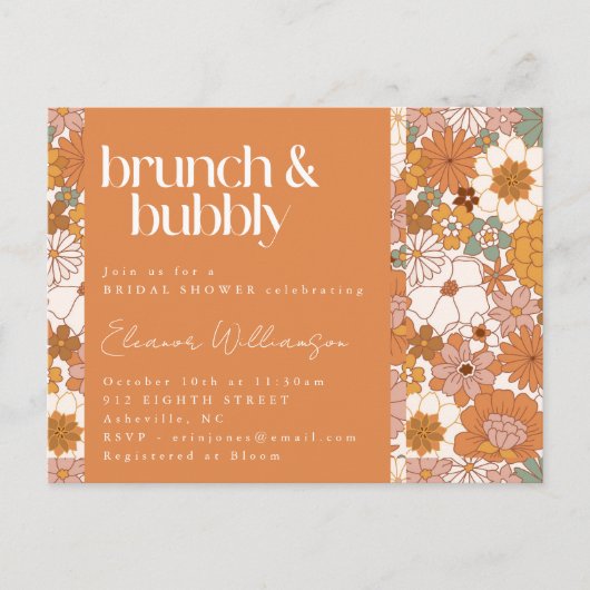 Terracotta Boho bloembrunch bubbelige bruidsmeiden Briefkaart (Voorkant)