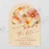 Terracotta Boho Bloemen Bewaar De Datum Kaart (Voorkant / Achterkant)