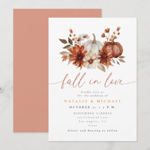 Terracotta Boho Bloemen Fall in Love Trouwfeest Kaart