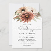 Terracotta Boho Bloemenboog bruiloft Kaart (Voorkant)