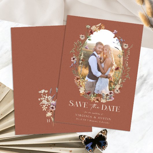 Terracotta Boho Bloemstuk Save The Date