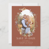 Terracotta Boho Bloemstuk Save The Date (Voorkant)