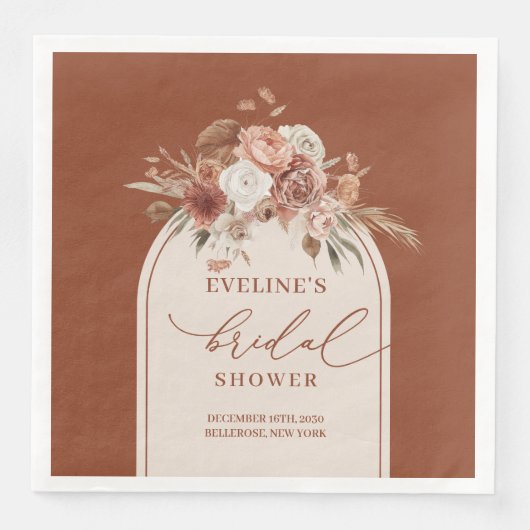 Terracotta Boho Boog Servetten voor Bruidsfeest (Voorkant)