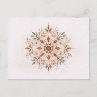 Terracotta Boho Botanical Mandala Watercolor Briefkaart