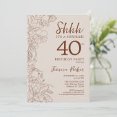 Terracotta Boho Botanical Surprise 40th Birthday Kaart (Staand voorkant)