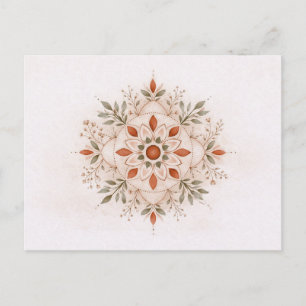 Terracotta Boho Botanische Mandala Aquarel Briefkaart