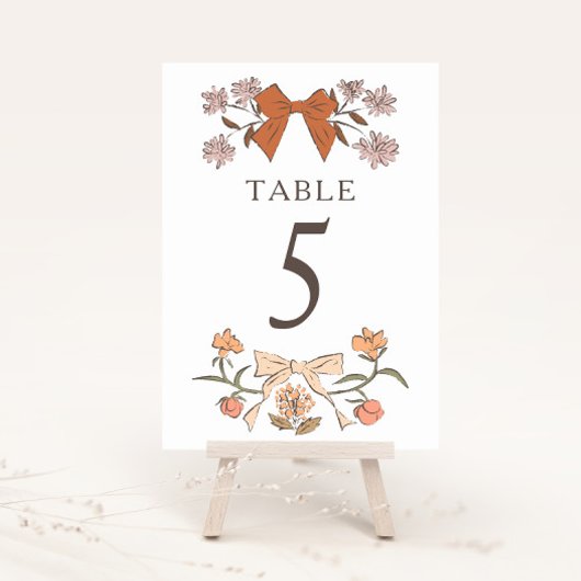 Terracotta Boho Bows Mariage Numéro de table