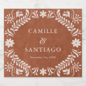 Terracotta Boho Bruiloft Sparkling Wijnetiket (Enkel label)