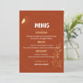 Terracotta Boho Bruiloftsmenu Sjabloon Menu (Staand voorkant)