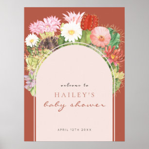 Terracotta Boho Cactus Welkom Baby shower Poster