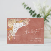 Terracotta Boho Chic Baby shower Carte de remercie (Debout devant)