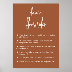 Terracotta Boho Dance Floor Rules-teken Poster