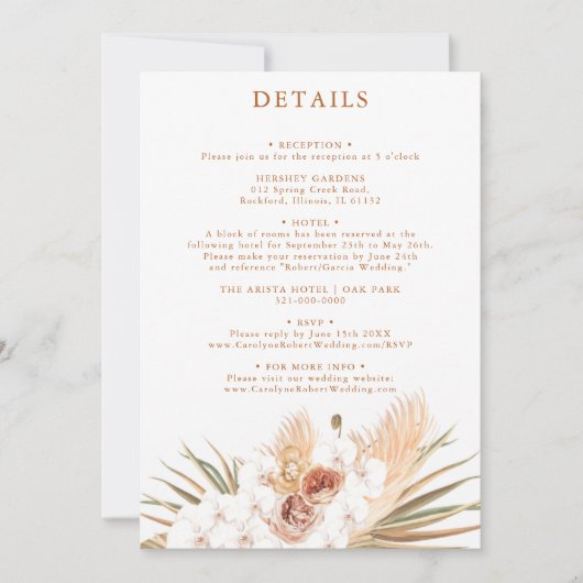 Terracotta Boho Détails Invitation (Devant)