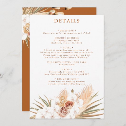 Terracotta Boho Détails Invitation (Devant / Derrière)