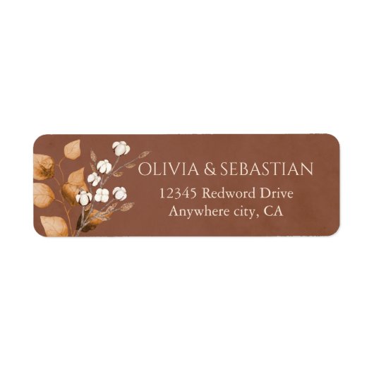 Terracotta Boho Fall Bruiloft Retouradres Label (Voorkant)