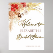 Terracotta Boho Fête des mariées florale Affiche d (Devant)