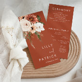 Terracotta Boho Fleurs Programme de mariage modern
