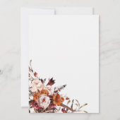 Terracotta Boho Floral Bridal Shower Invitation Kaart (Achterkant)