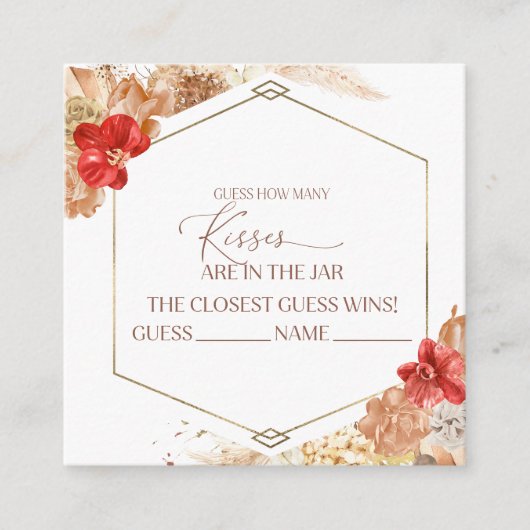 Terracotta Boho Floral Devinez Combien De Cartes D (Devant)