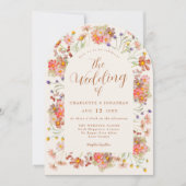 Terracotta Boho Floral Fall Wedding Kaart (Voorkant)