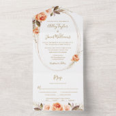 Terracotta Boho Floral Fall Wedding met RSVP All In One Uitnodiging (Binnen)