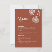 Terracotta Boho Floral Muslim Wedding Invitation Kaart (Achterkant)