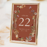 Terracotta Boho Floral Numéro de table<br><div class="desc">Terracotta Boho Floral Numéro de table. Guidez vos invités avec des numéros de table qui correspondent au charme naturel de votre mariage. Avec les noms du couple et la date du mariage en ivoire mou, ce design est fixé contre un arrière - plan en terre cuite et encadré d’une bordure...</div>