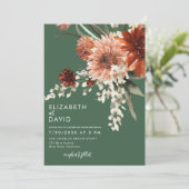 Terracotta Boho Floral Olive Green Wedding Kaart (Staand voorkant)