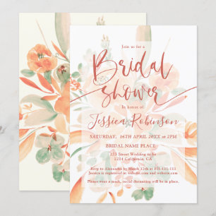 Terracotta boho floral waterverf vrijgezellenfeest kaart