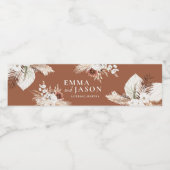 Terracotta Boho Floral Weddenschap Water Waterfles Etiket (Enkel label)