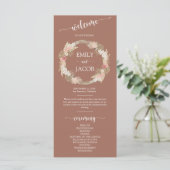 Terracotta Boho Floral Wreath Wedding Flat Program Programma (Staand voorkant)