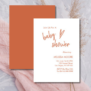 Terracotta Boho Heart Baby shower Uitnodiging