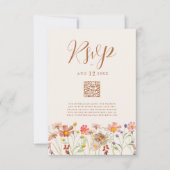 Terracotta Boho Herfst Bloemen bruiloft QR Code RSVP Kaartje (Voorkant)