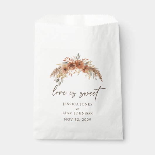 Terracotta Boho Herfst Bloemige Trouw De liefde is Bedankzakje (Voorkant)
