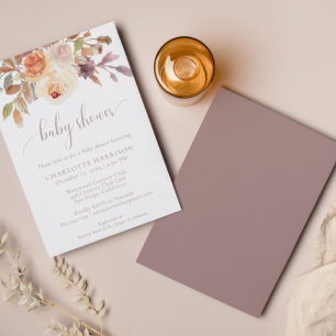 Terracotta Boho Herfst Floral   BABY SHOWER Kaart