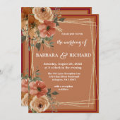 Terracotta Boho Herfst Floral Waterverf Kaart (Voorkant / Achterkant)