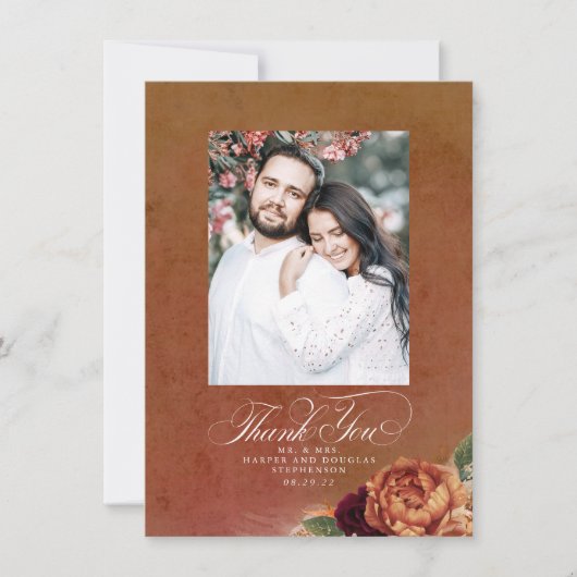 Terracotta Boho Mariage à deux côtés Merci photo (Devant)