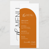 Terracotta Boho Minimal Script Wedding Menu (Voorkant / Achterkant)