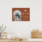 Terracotta Boho Minimalist Arch Photo Afstuderen Poster (Keuken)